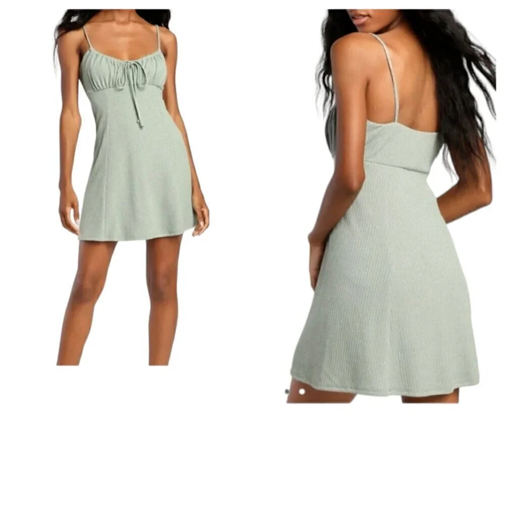 Lulus Mini Skater Dress Size XL Drawstring Ribbed Terry Knit Casual Confidence